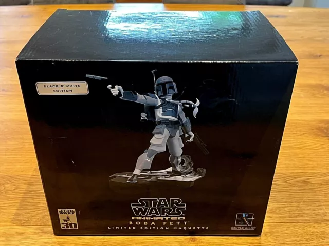 Star Wars Gentle Giant Animated Boba Fett Black & White Maquette 2006 New 50/500