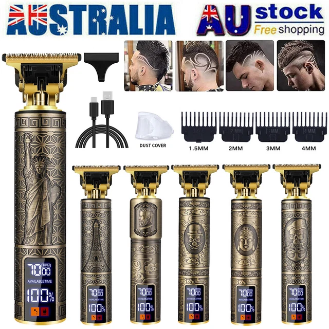 Men Portable LCD Electric Hair Trimmer Clippers Beard Shaver Cutting Cordless AU