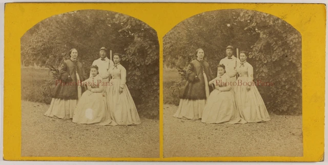 Family Artistic Garden Scene c18765 Vintage Stereo Photo Albumin P5n