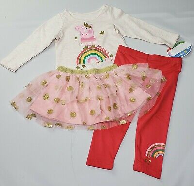 Peppa Pig Girls Pink 3pc Legging / Skirt / Long Sleeve Shirt Set Size 12M Prince