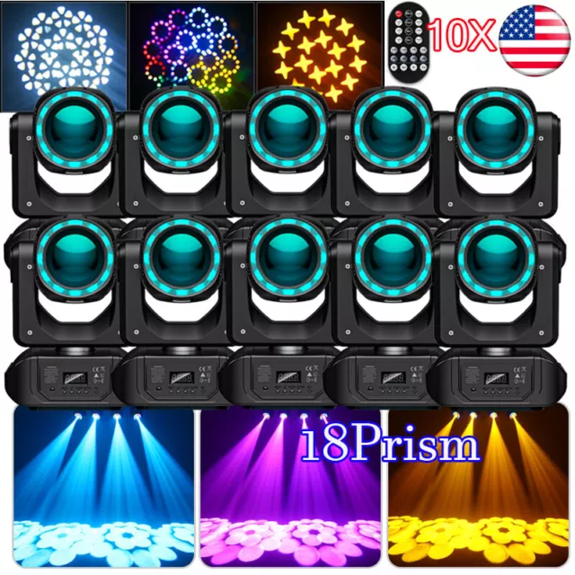 150W 18Prism Moving Head Stage Lighting LED Beam RGBW Gobo DMX DJ Bar Light US