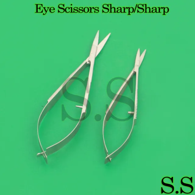 2 Pcs Micro Straight Eye Scissors Sharp/Sharp 4" & 4.5" Castroviejo Ophthalmic