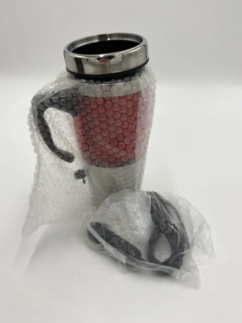 Heated Travel  Coffee Mug Cup Stainless Steel 15 oz 12V DC Adapter New Box Red 2
