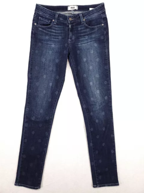 Paige Womens 29 Skyline Skinny Jeans Comfort Stretch Denim Polka Dot Dark Wash