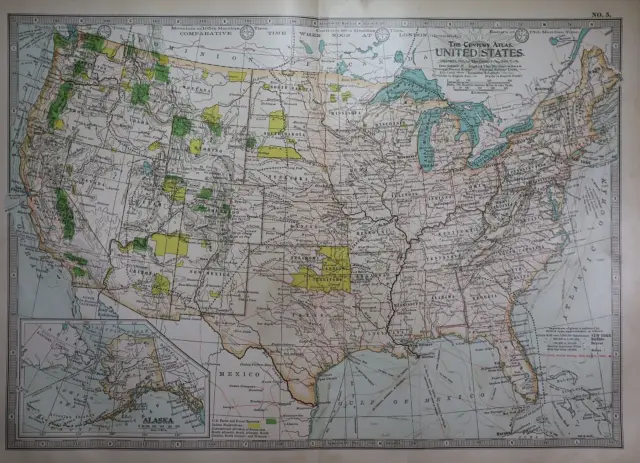 Old 1897 Century Atlas Map ~ UNITED STATES ~(12x18) ~ Free S&H #237