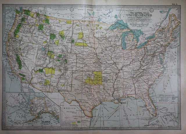 Old 1897 Century Atlas Map ~ UNITED STATES ~(12x18) ~ Free S&H #237