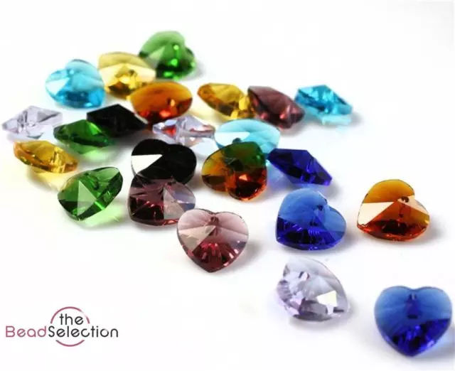 10 HEART FACETED GLASS BEADS PENDANT CRYSTAL SUN CATCHER 10mm  COLOUR CHOICE