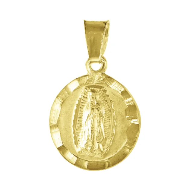 Argent Sterling Jaune Plaqué Or Collier W/Guadalupe & Jésus 2-Sided Pendant 2