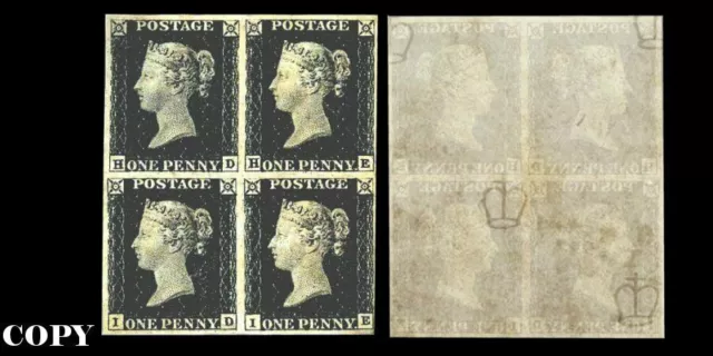 Great Britain 1840,-One Penny Black, Block of Four, ,Reproduction