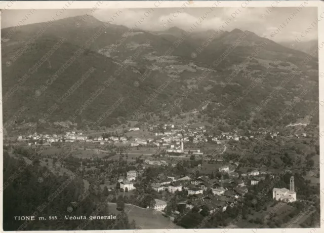 1941 TIONE Veduta generale montagna vallata Trento Cartolina