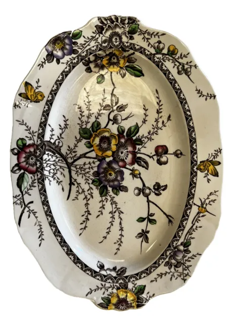 Alfred Meakin Medway Plate Brown Floral Big Oval Serving Platter 12 3/4"