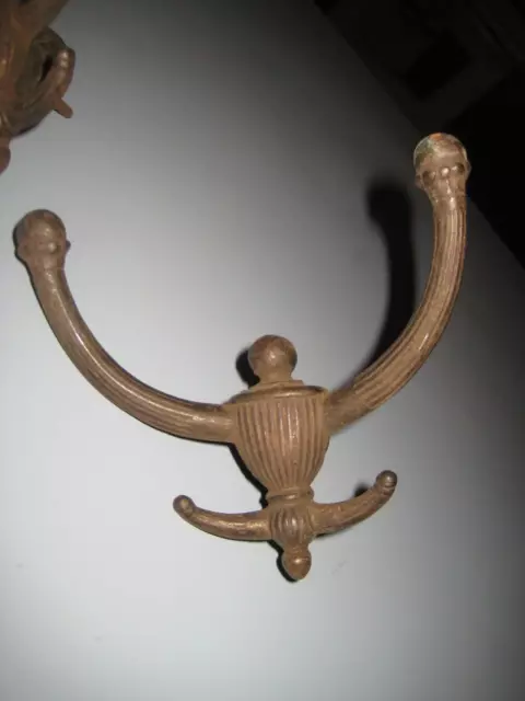 Set of 3 Victorian Cast Iron Double Hall Tree Coat & Hat Hooks 3