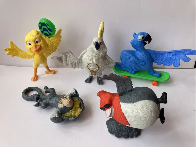 5 McDonalds Happy Meal Spielzeug Rio 2011 blauer Vogel rothaariger Vogel gelbe Figuren Menge