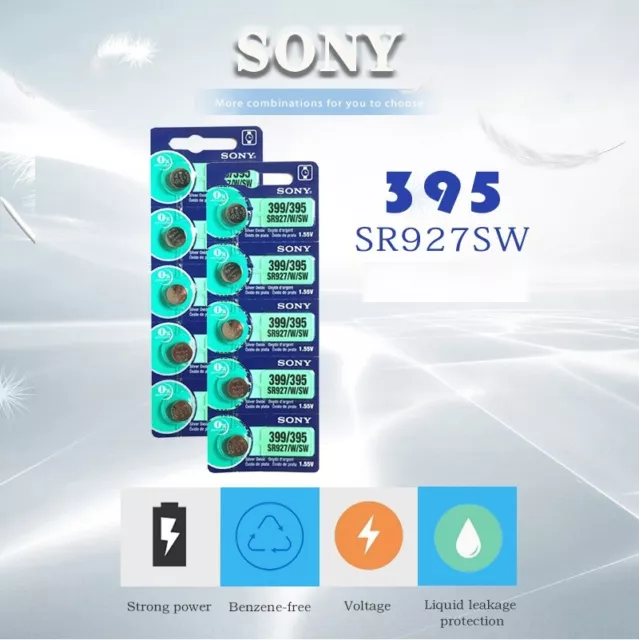 Piles  Sony argent montre SR 927w (399) SR 927 sw (395) vendu par 1/ 2/ 5/10 2