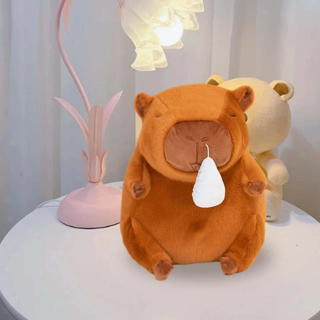 Peluche Capybara,Capibara peluche per bambini, Capibara con Cappello rosso fragola,Peluche regalo Capybara,Peluche Capibara per ragazze e ragazzi (23 cm