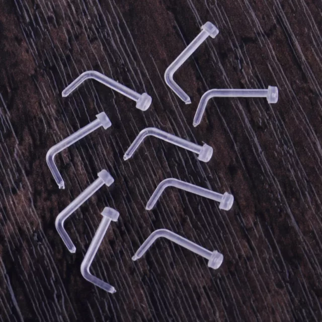 50pcs 20G Clear Nose Retainer Studs L 8mm Piercing Corps Nez Stud Anneau Bijoux