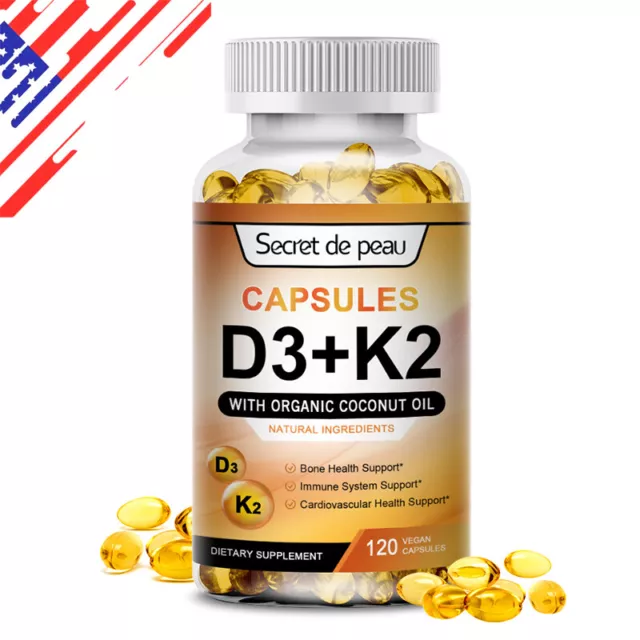 Vitamin K2 D3 Vitamin Supplement with BioPerine, Boost Immunity & Heart Health~