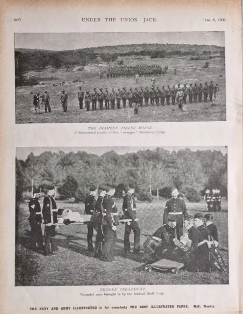1899 Print Boer Diamond Fields Horse Parade - Wounded Men Medical Staff Corps