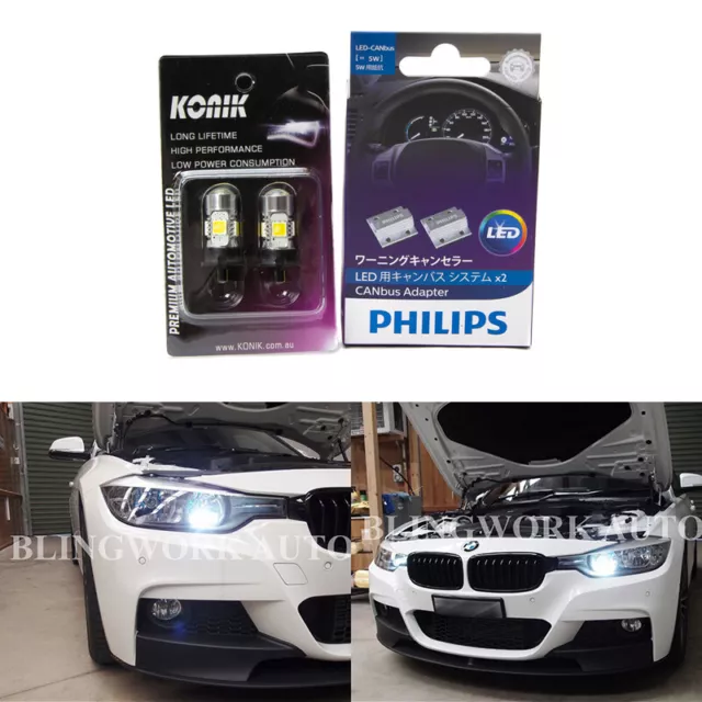 2x BAX9S H6W LED Brake Stop Parking Light Bulb Fit For BMW F20 F30 F31 F34  White