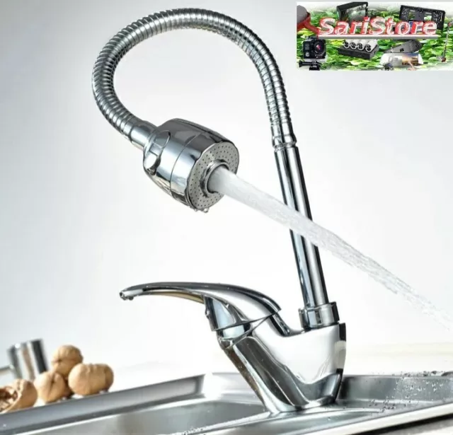 Rubinetto Con Miscelatore Flessibile Doccetta Cucina Lavabo 2 Getti Acqua 2