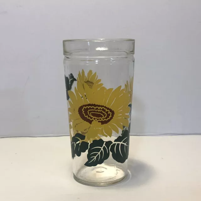 Vintage Anchor Hocking Sunflower Drinking Glasses Jelly Jar Style 6"