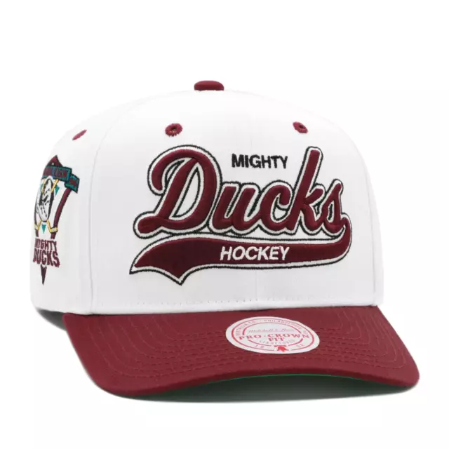 Mitchell & Ness Anaheim Mighty Ducks Precurved Vintage Snapback Hat Cap - White