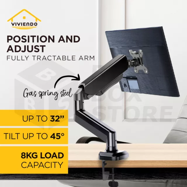 Monitor Arm Heavy Duty 12KG Single Dual LED Screen Holder Desk Mount Gas Spring