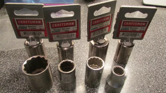 Craftsman Tools USA  8pc Metric Socket Set Lot - 1/2” Drive - 6/12 Point