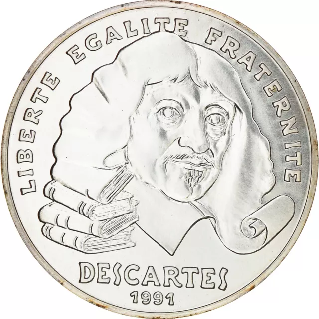 [#182815] Monnaie, France, Descartes, 100 Francs, 1991, ESSAI, FDC, Argent, Gado