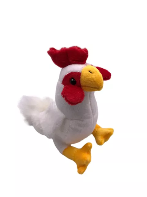 Peluche Animal de Peluche Tela Animal Gallo Gallina Blanco Sentado 20CM