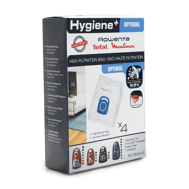 Lot De 4 Sacs Hygiène+, Compatibles Avec Les Aspirateurs Traineau Compact Power,
