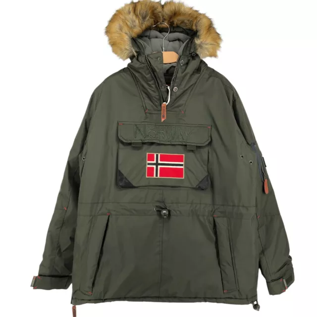 Geographical Norway Hommes Entreprise Kaki Anorak Veste Parka Manteau Taille M