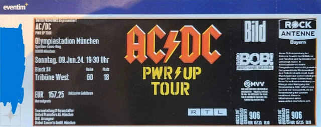 AC/DC TICKET OLYMPIASTADION München 09.06.20 4 PWR UP Tour EUR 159,60 ...