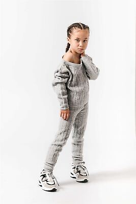 Leggings top per ragazze Co-ord loungewear con cavo lavorato a maglia bambini abito a maglia