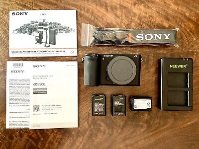 Sony Alpha a6500 Mirrorless 24.2MP Digital Camera - Black with 3 Batteries
