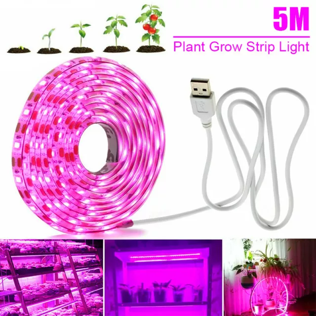 5M LED Grow Light Strip Full Spectrum Lamp for Indoor Plant Veg Flower Growing