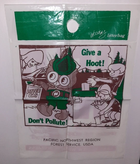 Woodsy The Owl Plastic Car Litter Garbage Bag Vintage Give A Hoot Don't Pollute