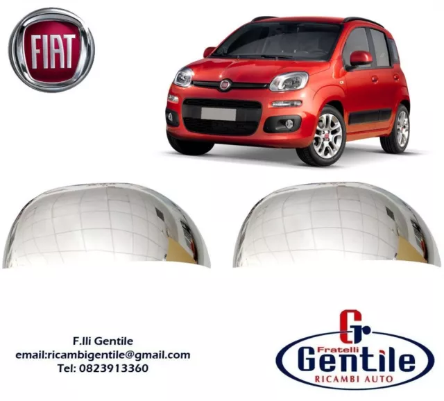 FIAT PANDA dal 2012 KIT CALOTTE CROMATE LUCIDE DX + SX PER SPECCHIETTI ESTERNI