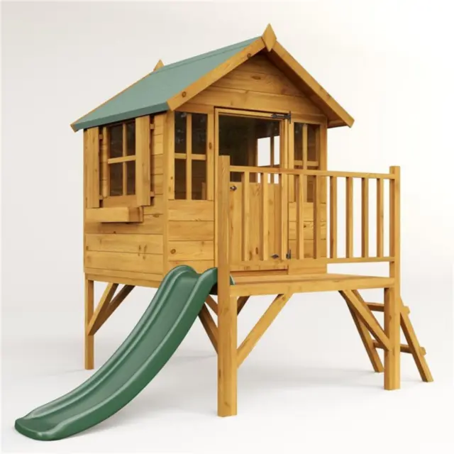 Wooden Children Playhouse Tower with Platform Outdoor Wendyhouse Garden Play