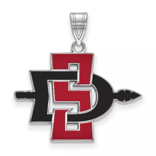 San Diego State University Aztecs Red Black School Logo Sterling Silver Pendant
