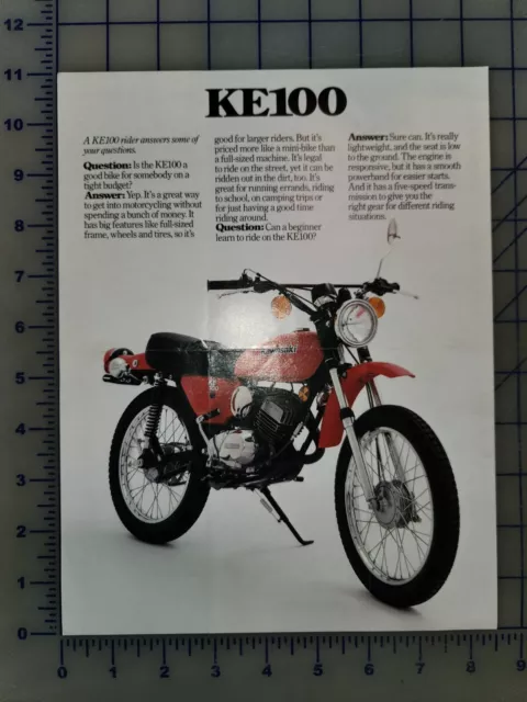 1980 Kawasaki Motorcycle Brochure Sheet KE100
