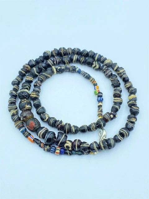 Old Jewelry Trade Cultural Gabri Beads Of Glass Necklace From Ancient Roma Times