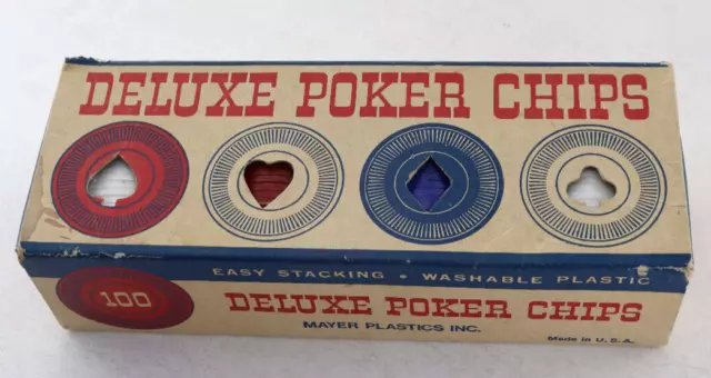 Vintage US Made Plastic Poker Chips In Original Box