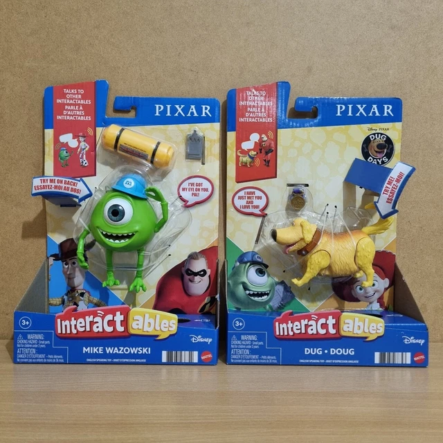 DISNEY PIXAR INTERACTABLES Dug & Mike Wazowski Talking Action Figure ...