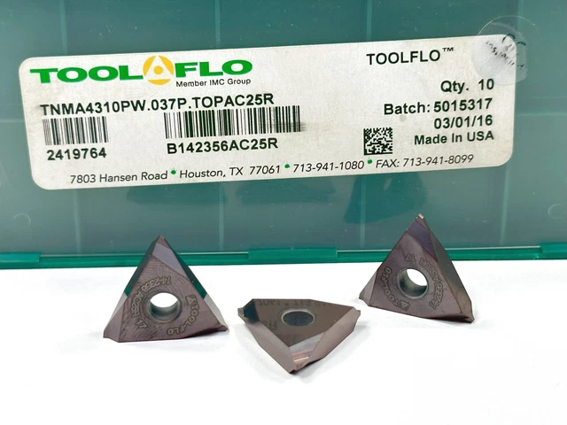 TOOL-FLO TNMA 4310 PW.037P.TOP New Carbide Inserts 2419764 Grade AC25R ...