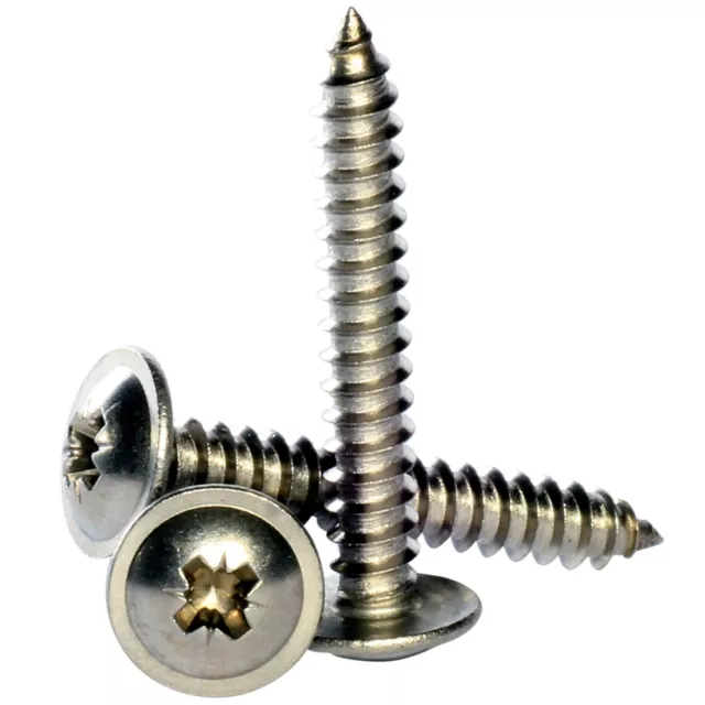 No.8 ( 4.2mm ) A2 Stainless Steel Pozi Flanged Self Tapping Screws Self Tappers