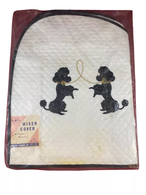 Vintage Dora May Kitchen Mixer Cover NOS Black Poodles Washable Quilted Durable