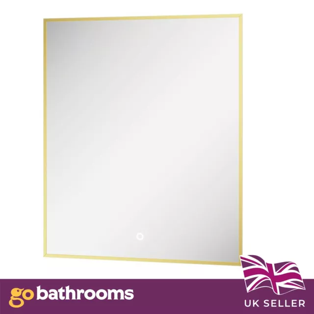 Gold Bathroom Mirror Backlit Frame Demister & Touch Control | W450 x H725mm