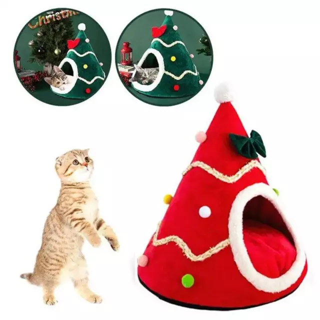 Christmas Tree Shape Dog Cat Bed House Soft Tree Shape Bed✨1 Pet V1F8