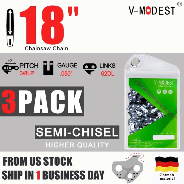 2PACK 18" Chainsaw Chain For Oregon CS1500 91VXL062G 91PX062G 3/8"LP